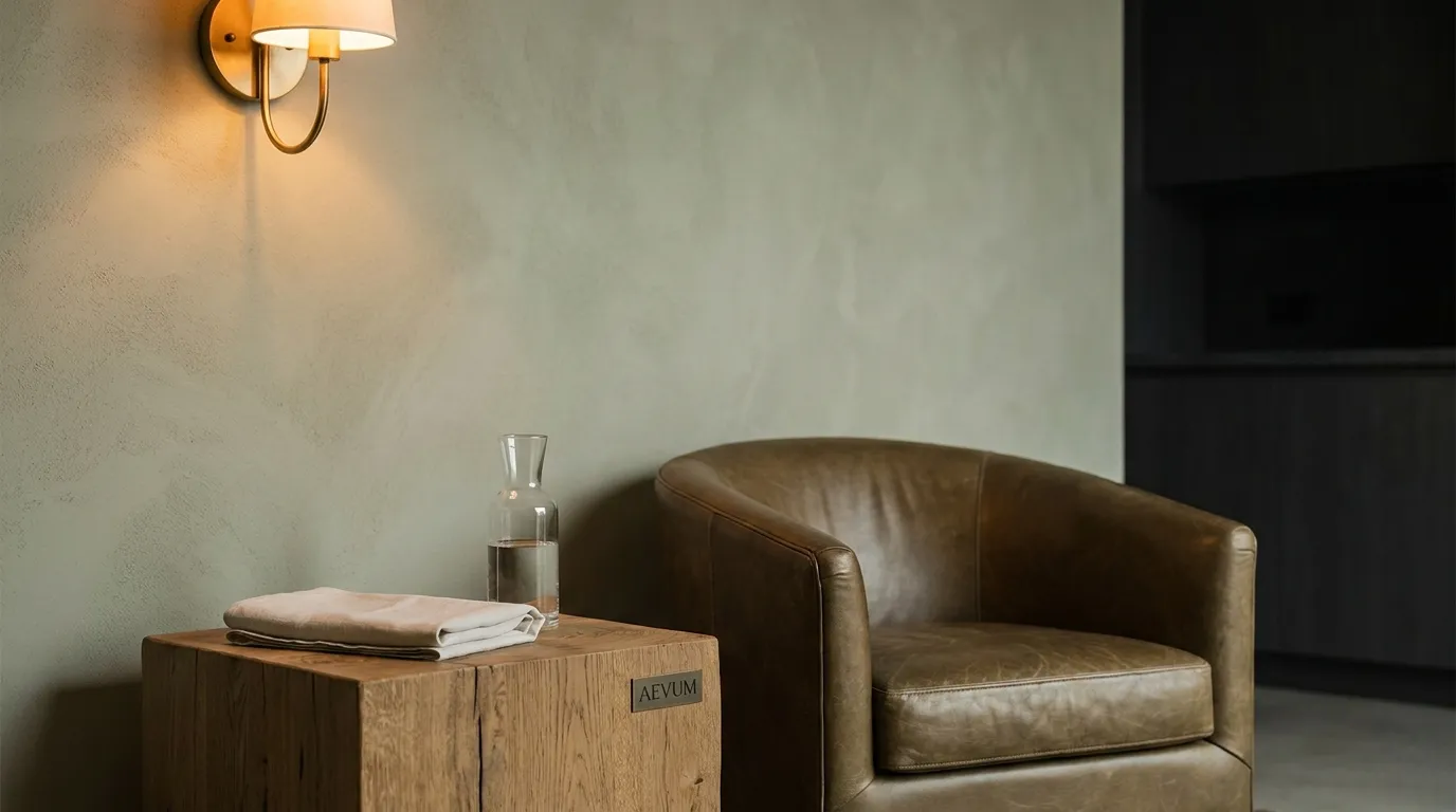 AEVUM clinic interior — concierge MRI lounge in the spirit of an Aman retreat