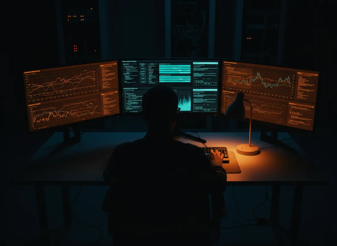 Woman working with data analytics on screen