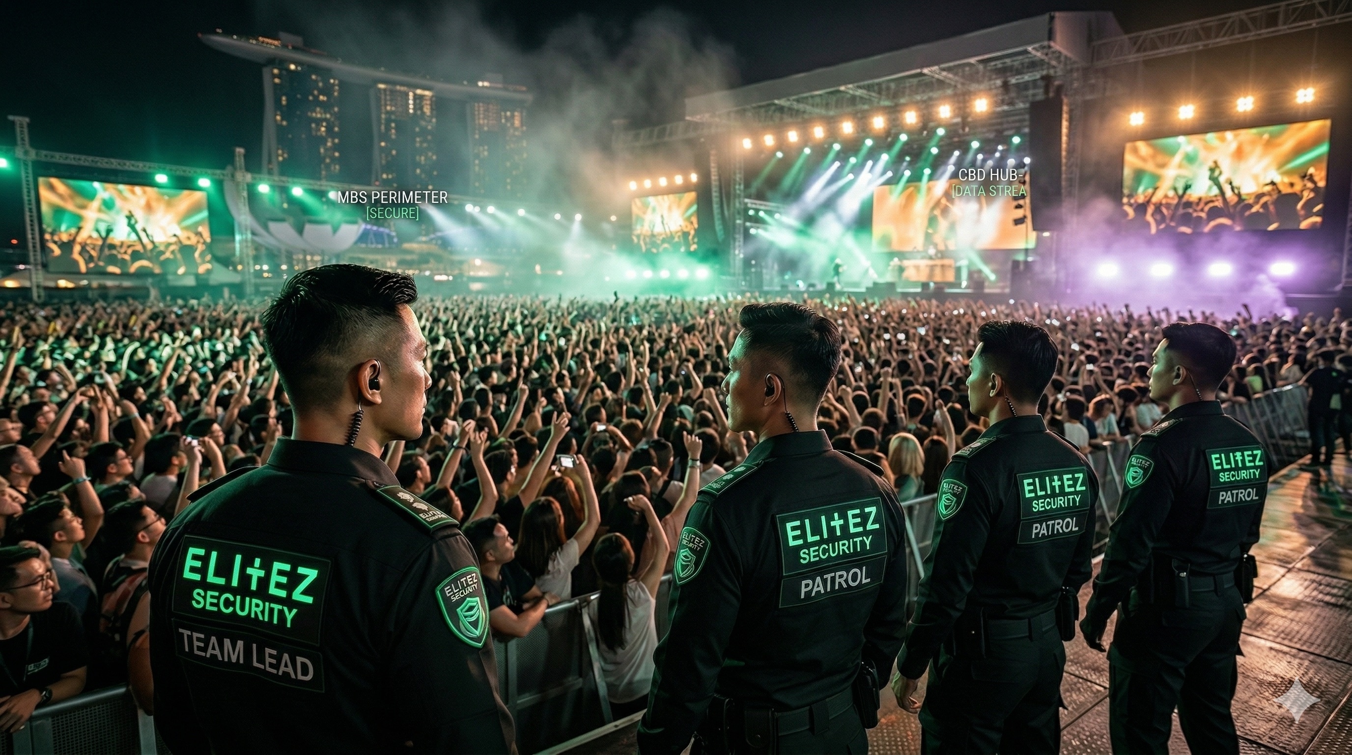 Elitez event security managing crowds at a major Singapore concert