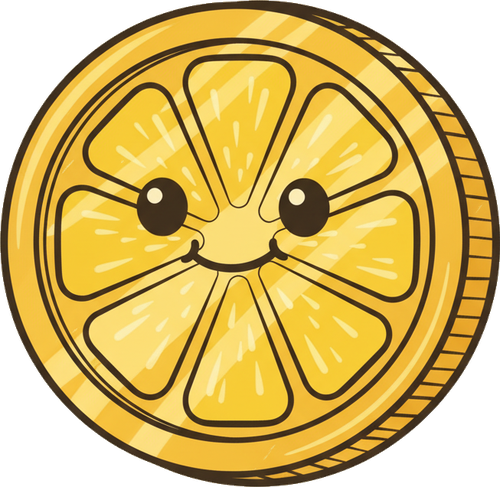 A friendly lemon-token coin character